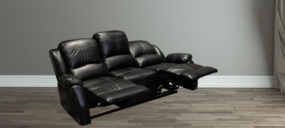 Lorraine Bel-Aire Deluxe Ebony Reclining Sofa with Seats Reclined by American Home Line